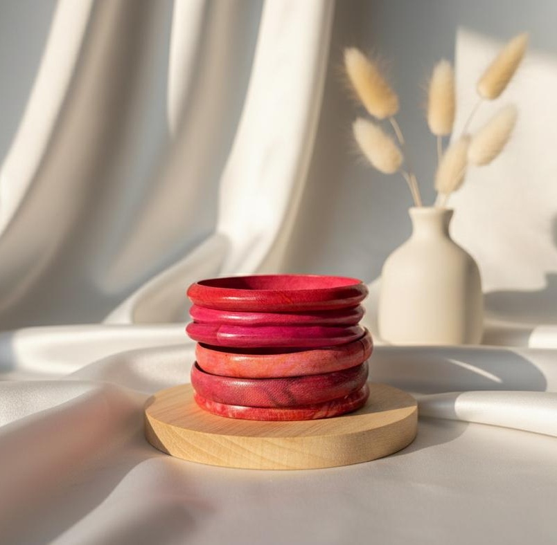 Bracelets rigides artisanaux Rouge & Rose