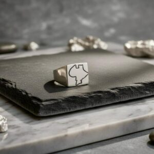 Bague Chevalière Carte d'Afrique en Argent Massif