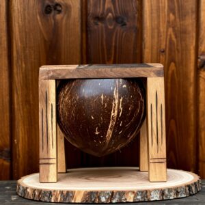 Porte-stylos Artisanal en Coque de Noix de Coco et Bois