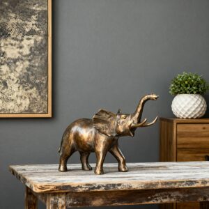 Élégante Sculpture d'Éléphant en Laiton Poli
