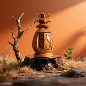 Coffret de 6 Sous-verres en Bois Naturel Ananas