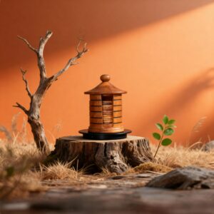 Ensemble de Sous-verres en Bois Naturel avec Support